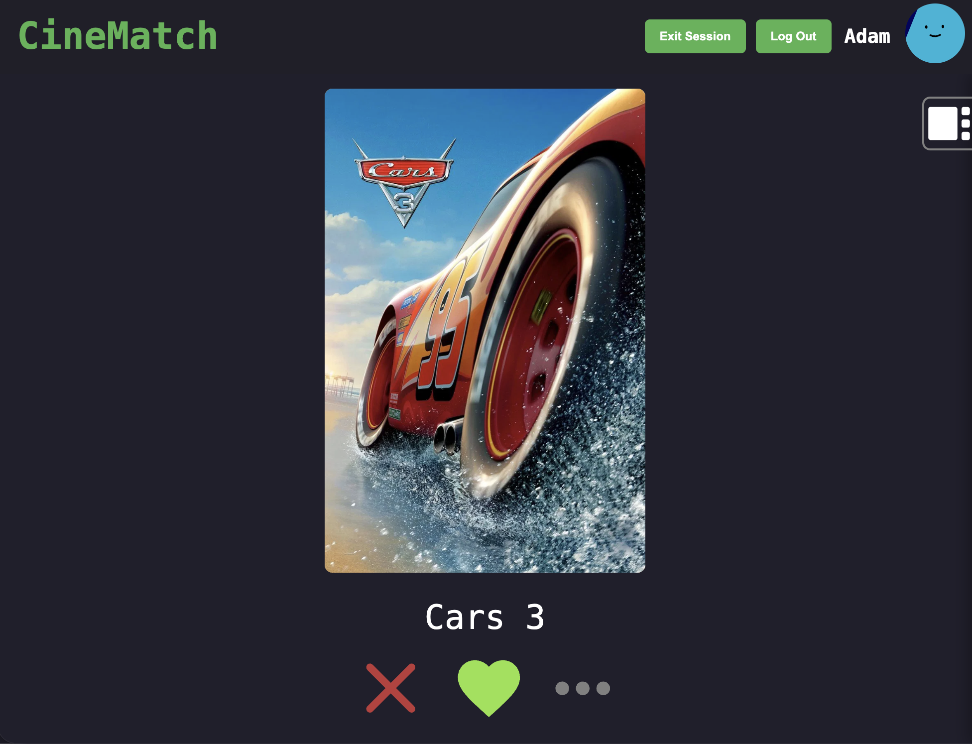 Image showing the CineMatcher application